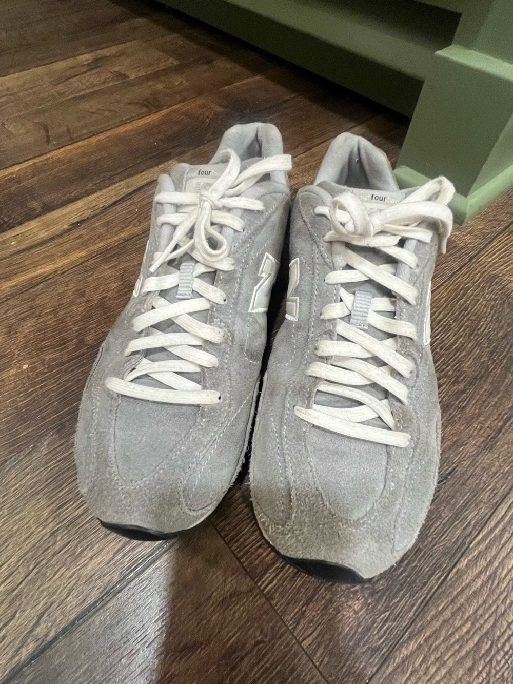 New Balance Women's Light Gray Suede 442 Athletic Sneakers with White Laces